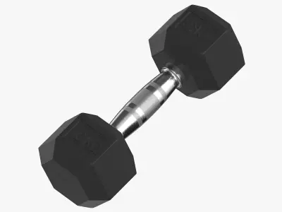 Rubber Dumbbell 10kg 3D model