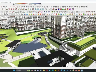 Highrise apartment building complex 3d model  3D model