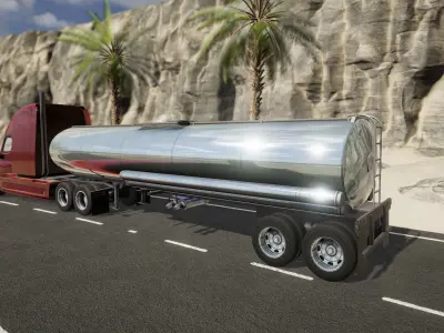 Semi Truck Trailer 05 - Tanker Low-poly 3D model