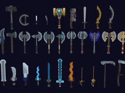 Voxel Weapons Pack - 3D Lowpoly Game Assets Low-poly 3D model
