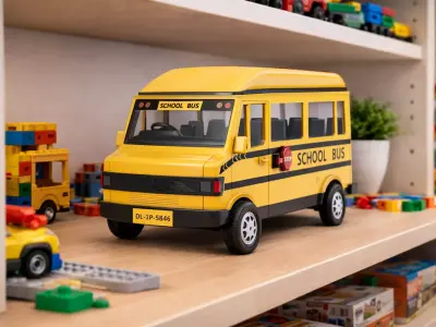 Realistic School Transport Bus Model 3D model