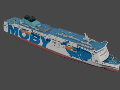 Passenger Ro-Ro Cargo Ship 3D  model Low-poly 3D model