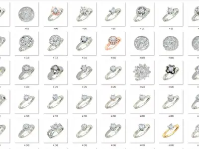 Diamond Engagement  ring 50 cad files  part 01 3D print model purchase