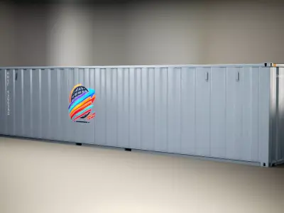 Intermodal Shipping Container 40-foot-long Grey Low-poly 3D model