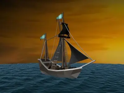 Ship in ocean 3D model