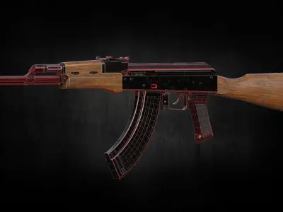  AK 47 low poly Game ready model Low-poly 3D model