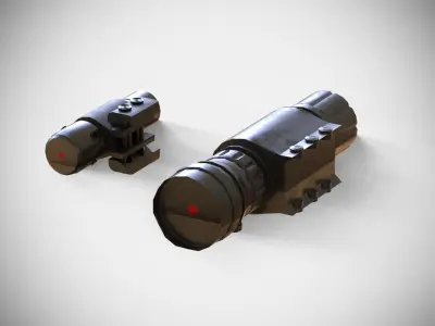 Rail Attachments Pack - Laser Sights - Flash Lights - Weapon Low-poly 3D model