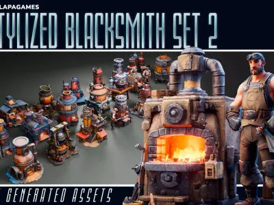 Stylized Blacksmith Set 2 3D model