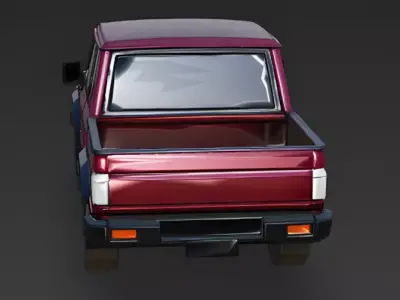 Retro Burgundy 4x4 Utility Vehicle 3D Model Low-poly 3D model