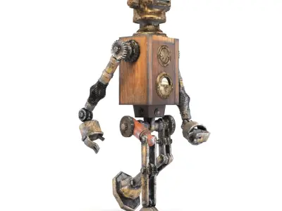 Steampunk robot Free low-poly 3D model