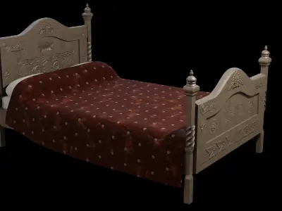 Fancy Bed Low-poly 3D model