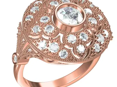 Floral Design Vintage Wedding Ring 3D print model