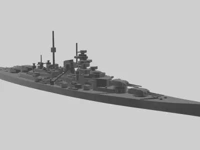 KMS Bismarck - Model for small scale printing 3D print model