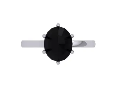 Oval Solitaire Ring 3D print model 15