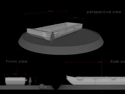 Barge old boat 3D model