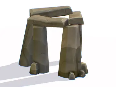 Handpaint Cartoon Stone Memorial Totem Symbol Low-poly 3D model 3