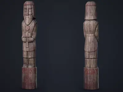 Wooden Totem 9 Low-poly 3D model