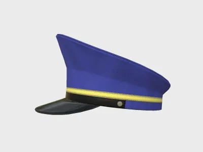 Police Cap 01 Blue- Military Character Design Fashion Low-poly 3D model