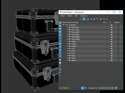 case set two silver briefcases Low-poly 3D model