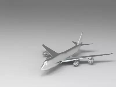Silver Boeing aircraft 3D print model