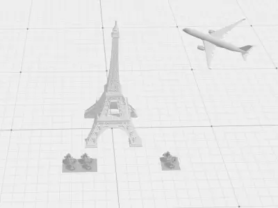 Plane Eiffel tower Free 3D print model