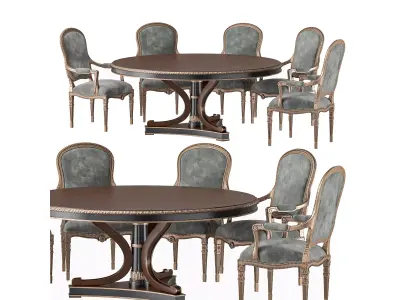 ebanista luciani round dining table and chair 3D model