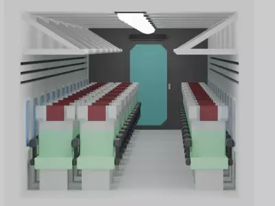 Cartoon High Speed Train Carriages Interior 3D model