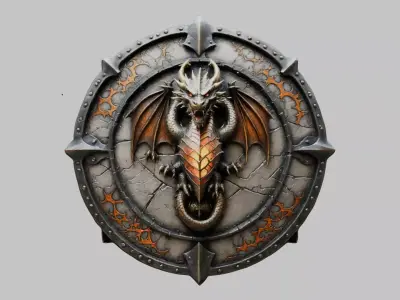 Medieval Fantasy DRagon Shield Low-poly 3D model