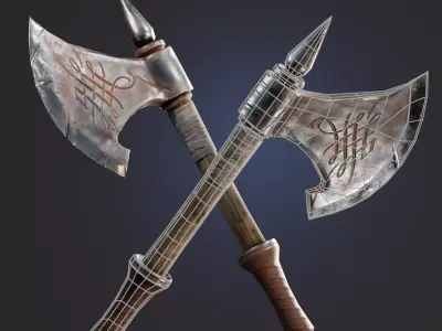 Axe Low-poly 3D model viking Free low-poly 3D model