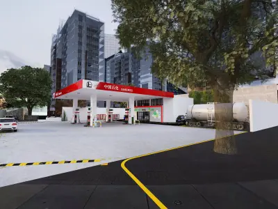 gas station  Low-poly 3D model order