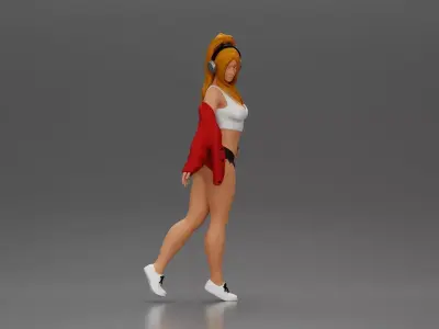Girl lets her  jacket slip embracing freedom rhythm grace 3D print model