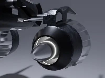 Submarine Low Poly futuristic vehicle flying in air Low-poly 3D model