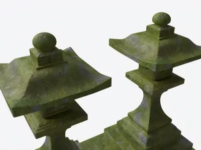 Stone Moss Temple Lantern 3D model