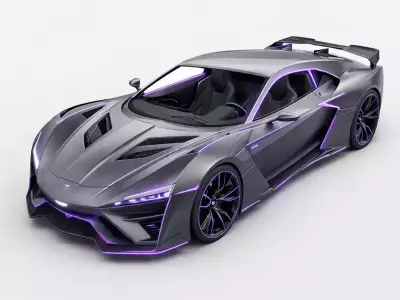 Premium Silver Futuristic Hypercar Advanced Concept Vehicle 3D model