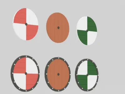 Cartoon Medieval Round Shield Low-poly 3D model