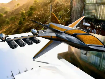 Futuristic Sci Fi Jet Fighter 3D Model Game Ready Spaceship Low-poly 3D model