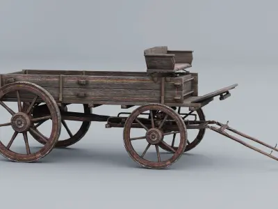 Game Ready Wagon Low-poly 3D model