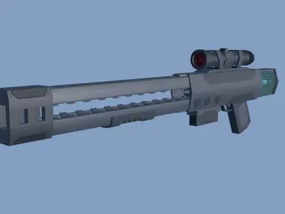 Railgun for games Low-poly 3D model