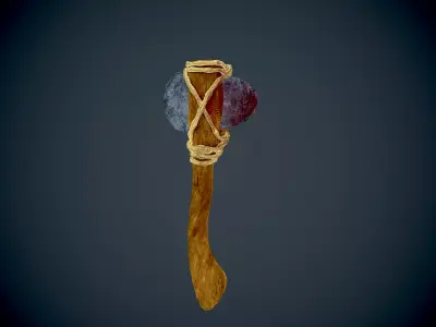 Bloody Stone Axe Low-poly 3D model