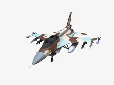 General Dynamics F-16D Brakeet Free low-poly 3D model