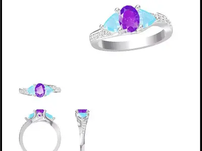 JCD Format Antique color stone rings jewellery design 3D print model get