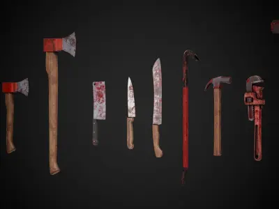 10 Survival Horror Models - Melee Pack - Lowpoly Low-poly 3D model