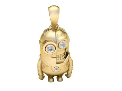 Golden Robot Pendant 3D Printable Model 3D print model purchase