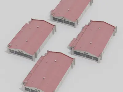 Airport Hangar Exterior Pack 3 Low-poly 3D model