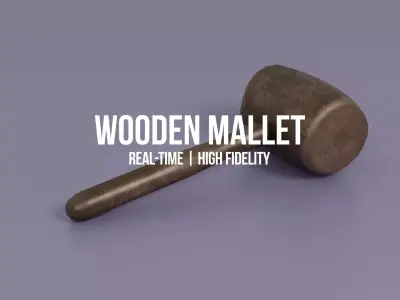 Wooden Mallet Low-poly 3D model get