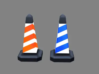 Two traffic cones Low-poly 3D model