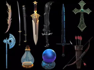 10 Fantasy Assets 3D Model Pack