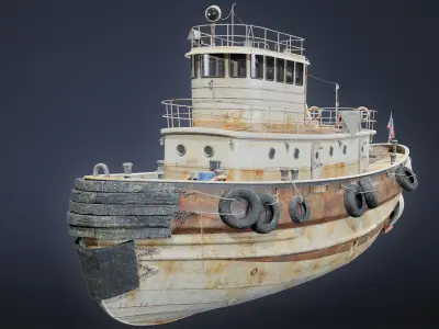 BOATYARD - Tugboat - LOW POLY AND NANITE Low-poly 3D model