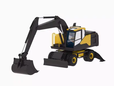 Excavator Construction EW180E Low-poly 3D model