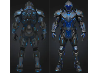 Futuristic Sci-Fi Soldier Character Armored Low-poly 3D model